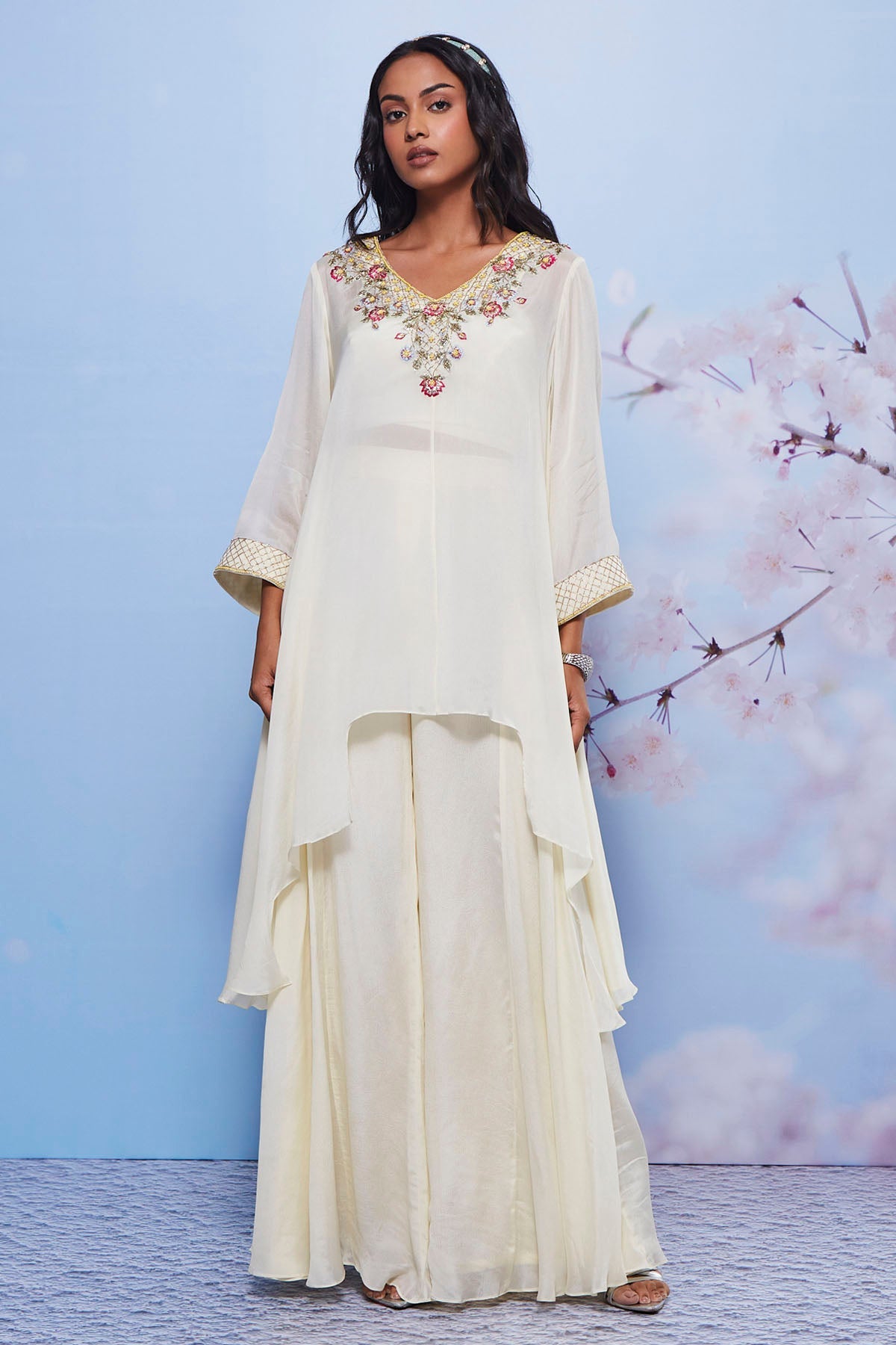 Buy Ivory Asymmetrical Kurta Set Online